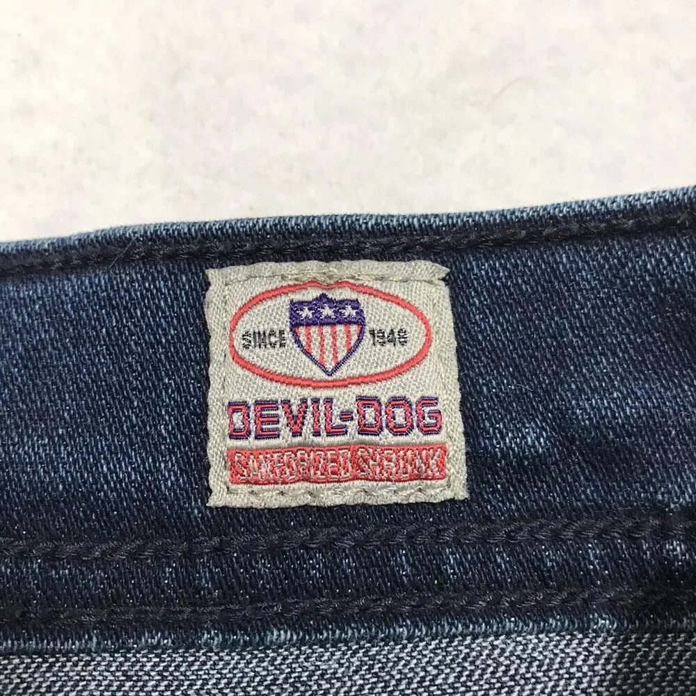 DEVIL DOG Bootcut Jeans Men 34/30 (36x30 fit) Relaxed Dark Raw Whisker Stretch